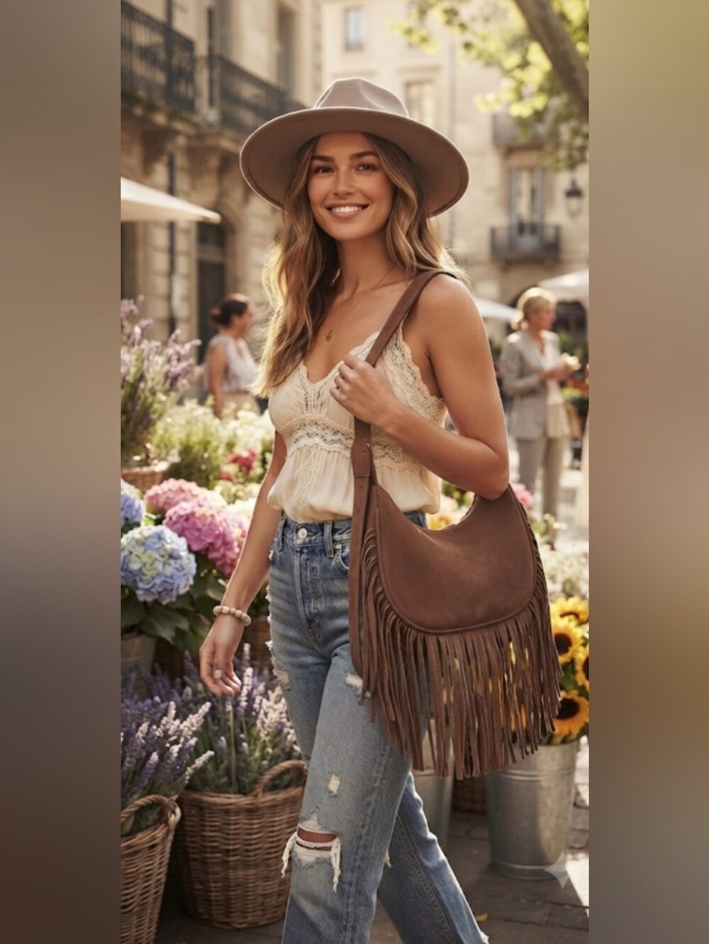 Universal Thread Brown Fringe Hobo Bag